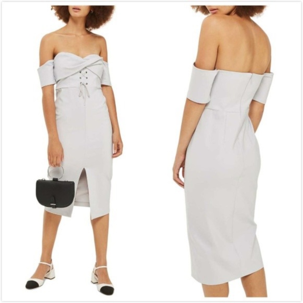 Topshop Twist Lace-up Off The Shoulder Dress
